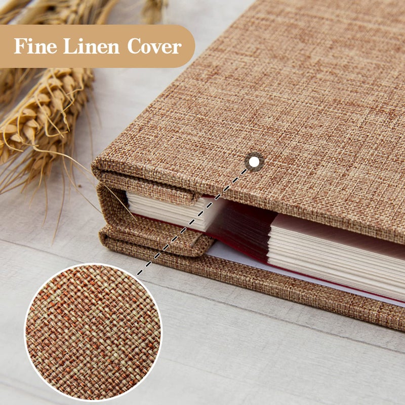 potricher Large Photo Album Self Adhesive 3x5 4x6 5x7 8x10 Pictures Linen Cover 40 Blank Pages Magnetic DIY Scrapbook Album with A Metallic Pen (Khaki, 11x10.6 Inches 40 Pages) - Image 5